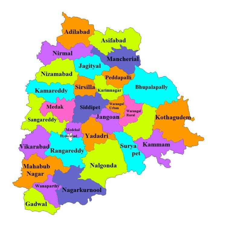 Telangana State Districts Area Population & Other Information Dhanvi